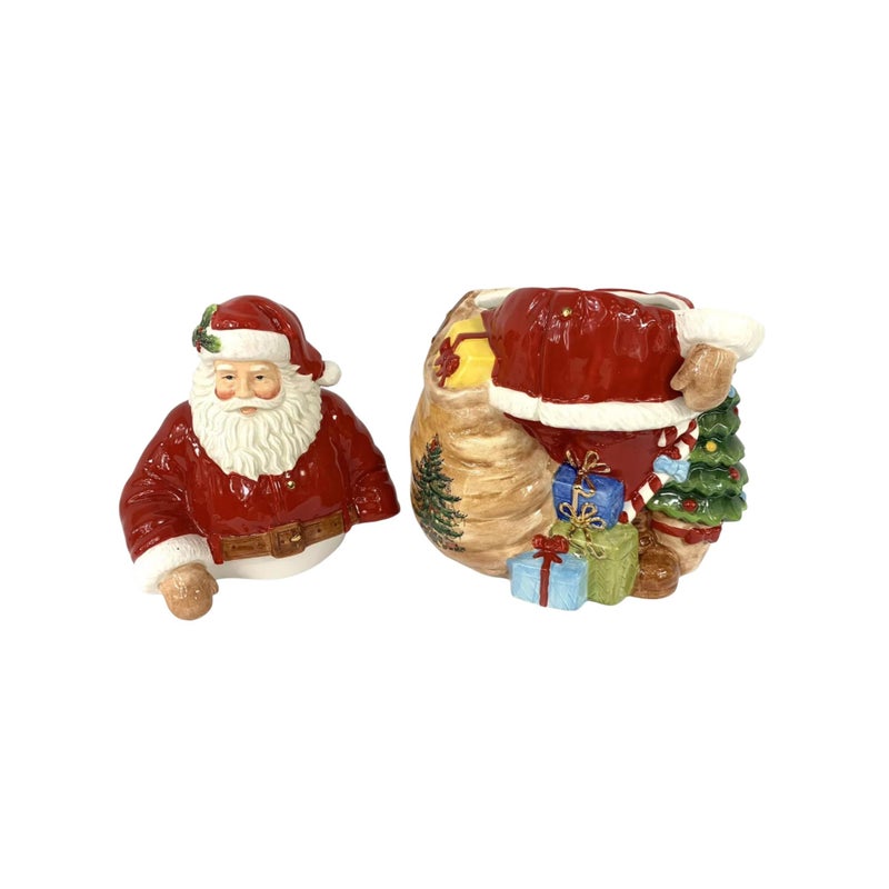Spode Christmas Tree Santa Cookie Jar - 12" Dolomite Christmas Cookie Jar with Lid for Treats - Santa Candy Jar for Kitchen Counter, Festive Kitchen Decor, Seasonal Cookie Container, Holiday Gift - Image 5